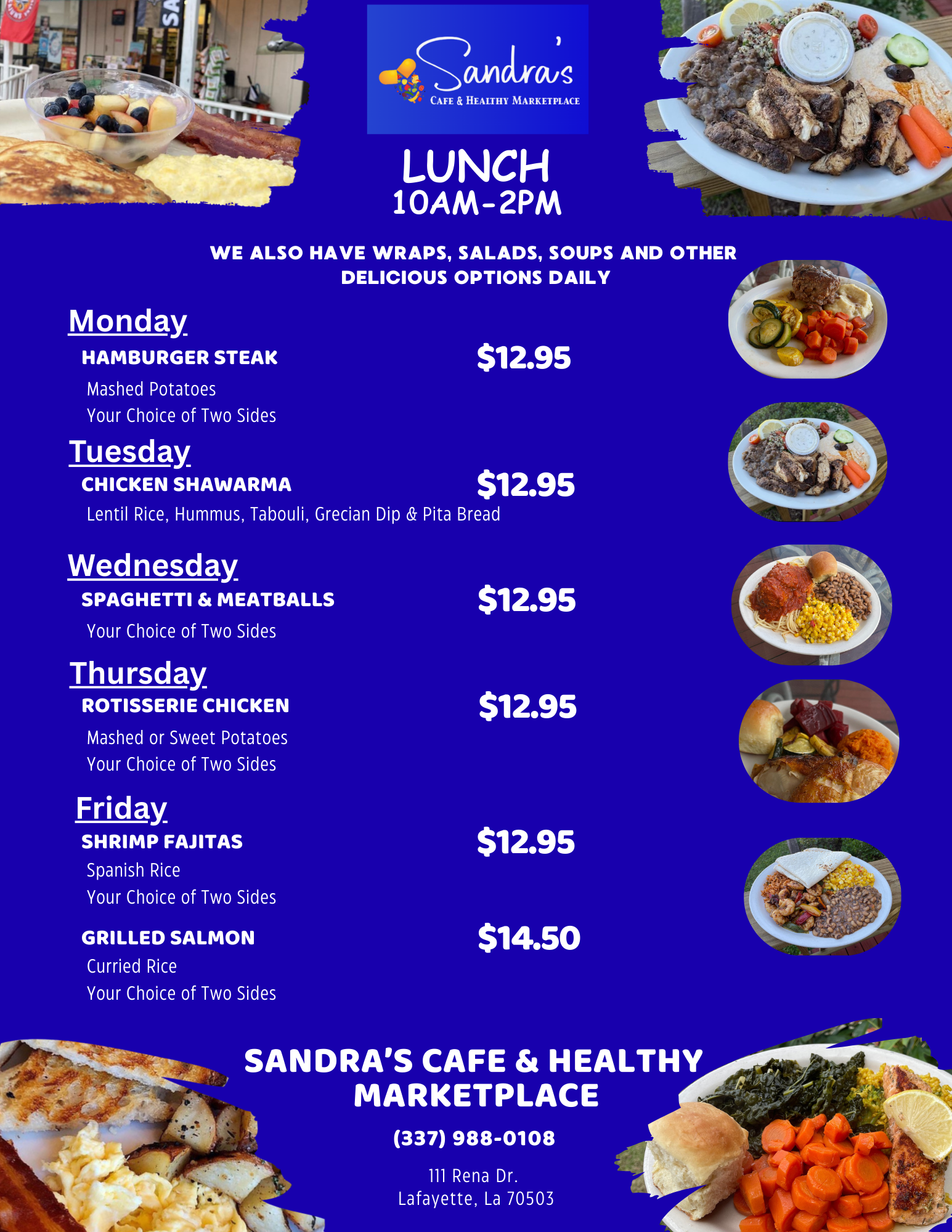 Sandra's Lunch Menu